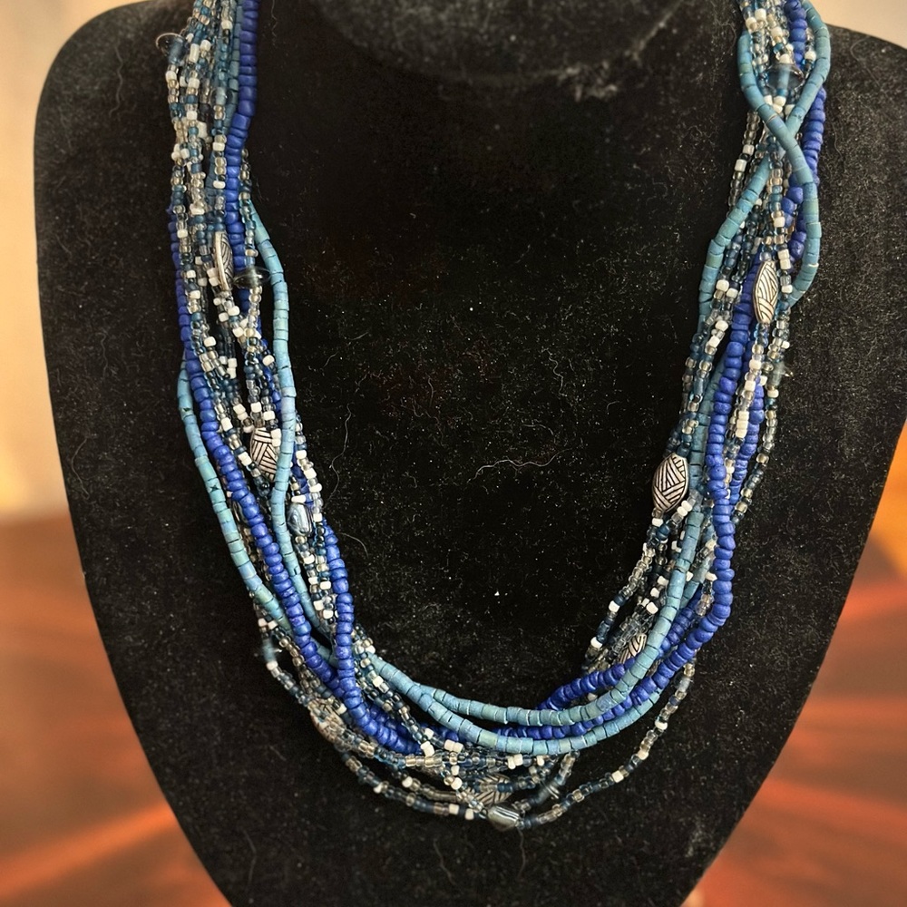 Multi-strand Crystal and Bead Necklace
